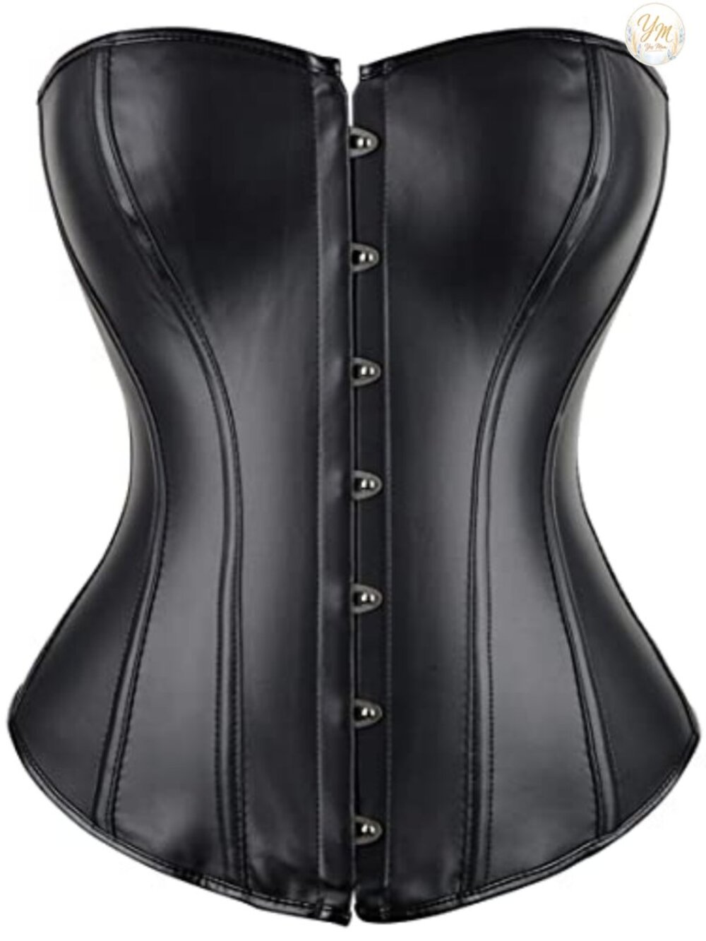 Faux Leather Steampunk Corset Bustier with Lace Up Back